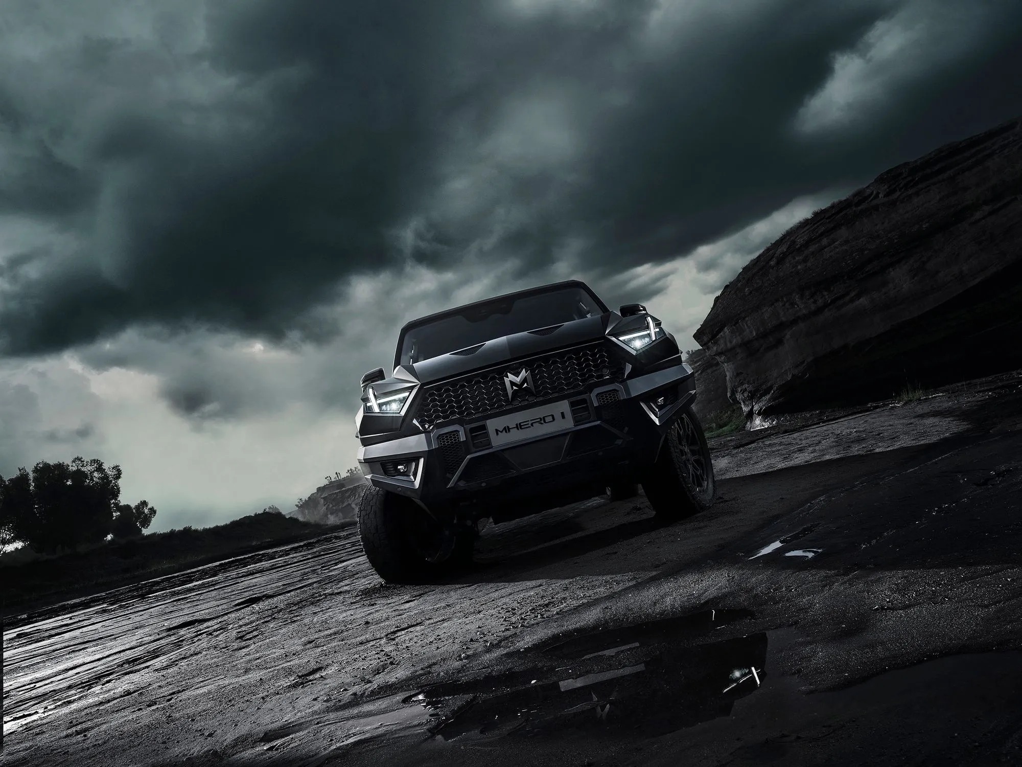 M-Hero armored luxury SUV in a low front-angle view